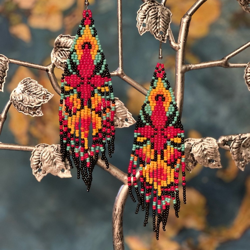 Colorful Beaded Drop Frindge Earrings